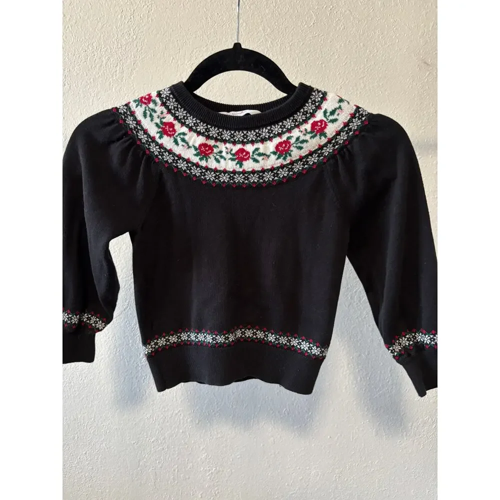 American Girl Janie & Jack Rose Fair Isle Sweater Girls Size 4